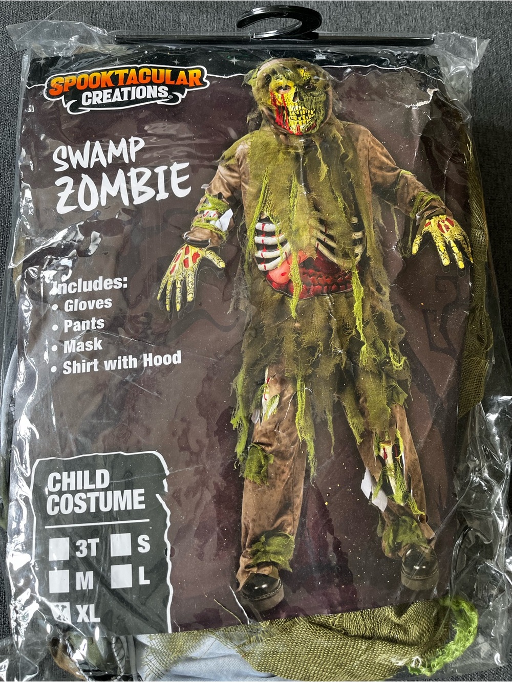 Swamp Zombie Kids Halloween Costume XL Mask Gloves Pants Hood Complete